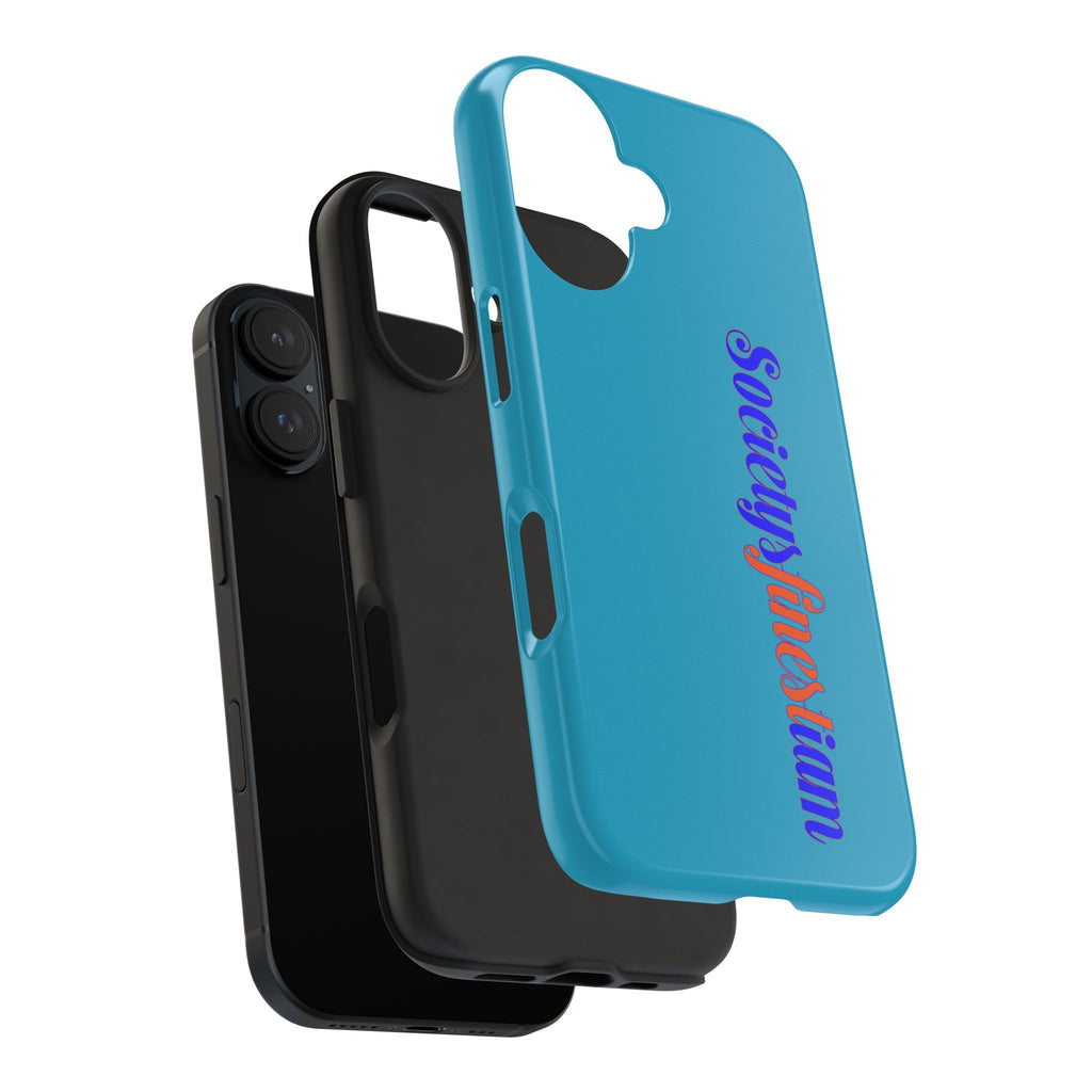 ‘Societys finest iam’ Blue Tough Phone Case — Glossy Protective Phone Cover