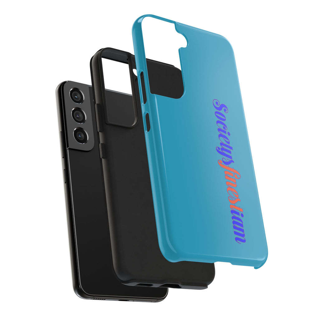 ‘Societys finest iam’ Blue Tough Phone Case — Glossy Protective Phone Cover