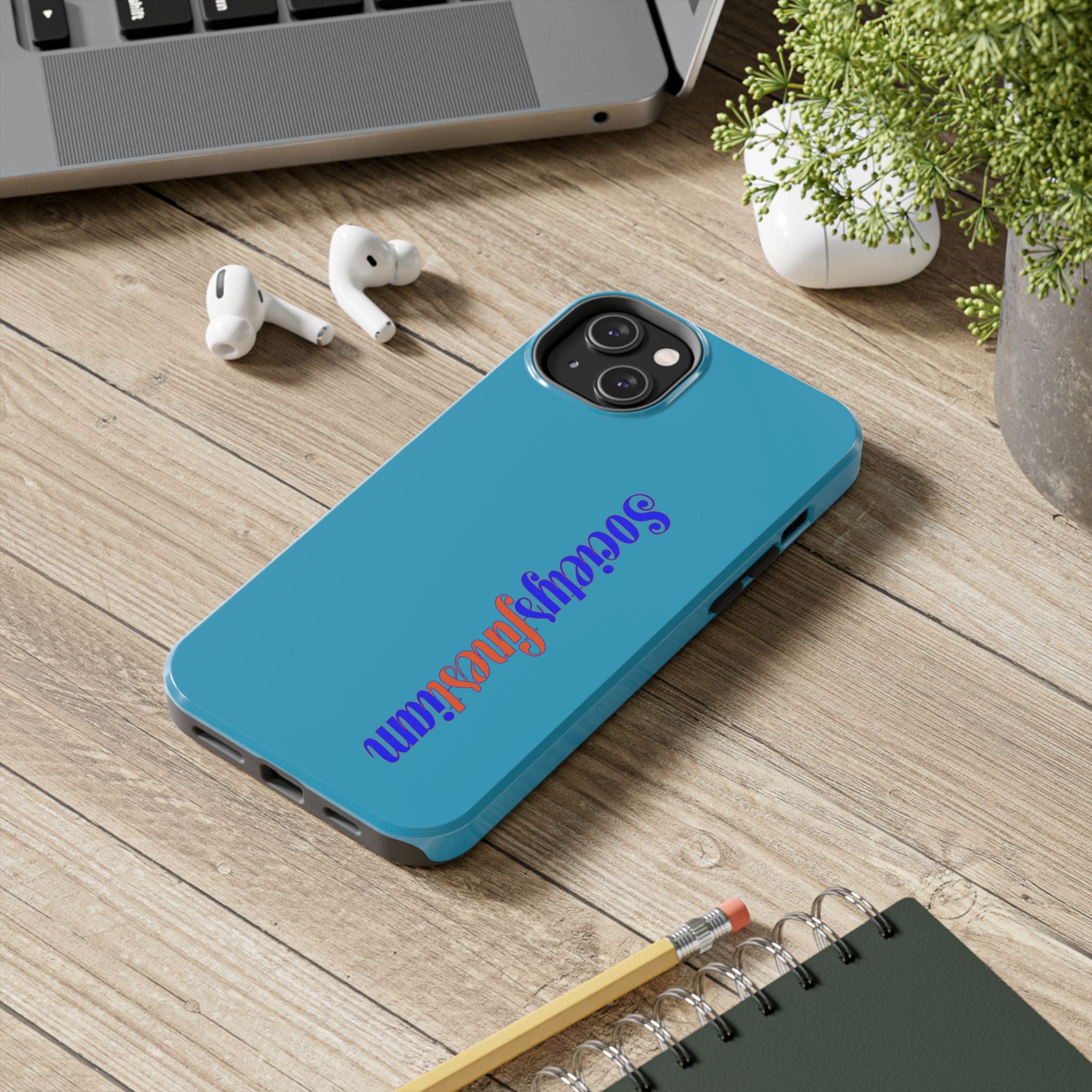 ‘Societys finest iam’ Blue Tough Phone Case — Glossy Protective Phone Cover