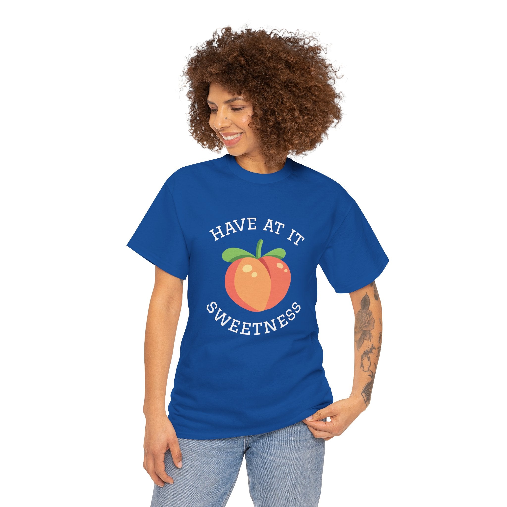 Peachy Cheer Unisex Heavy Cotton Tee - Have at it Sweetness, Gift Tee, Summer Style, Casual Wear, Positive Vibes