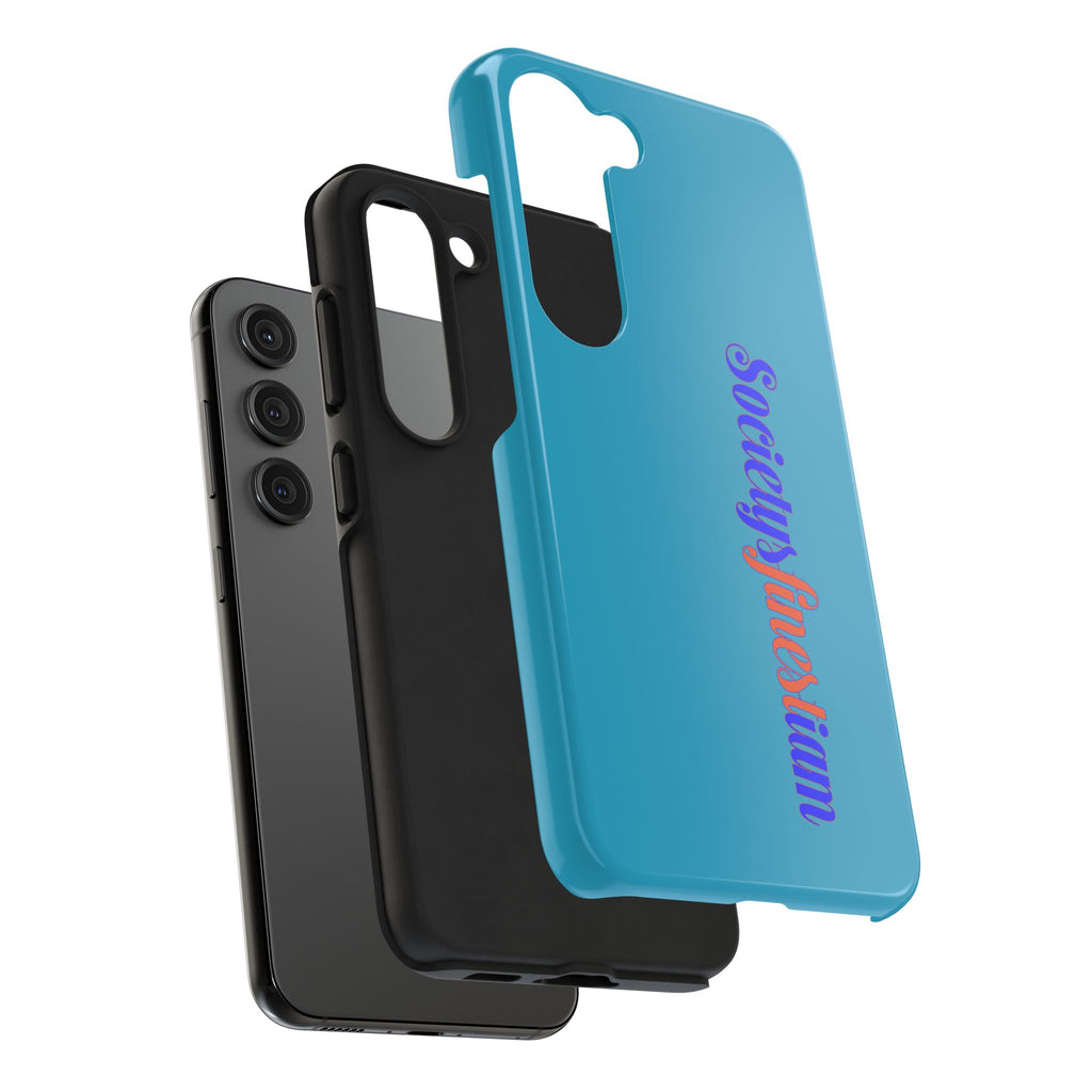 ‘Societys finest iam’ Blue Tough Phone Case — Glossy Protective Phone Cover