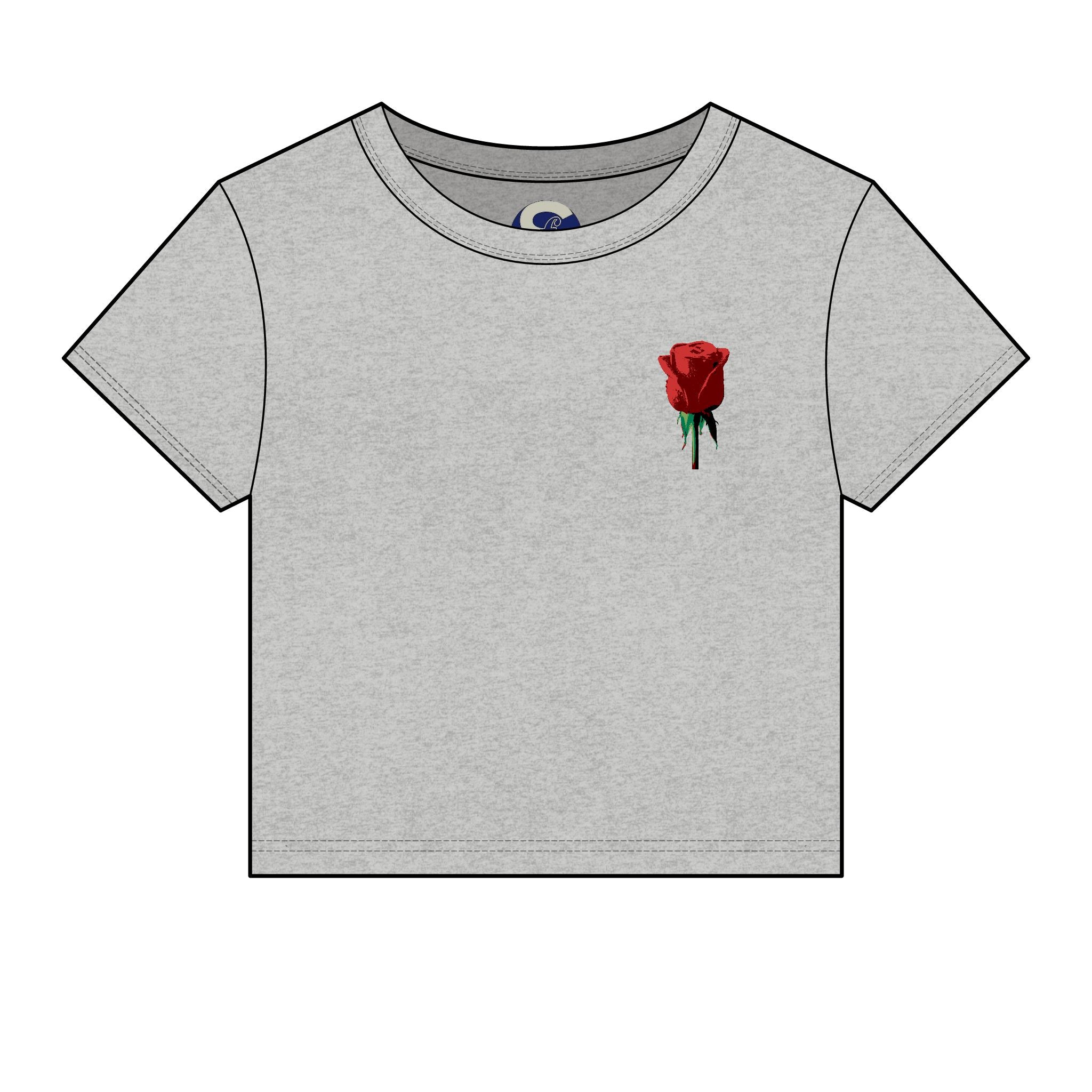 Women's Societys Finest I Am Red Rose — Cropped Micro Rib Floral Tee