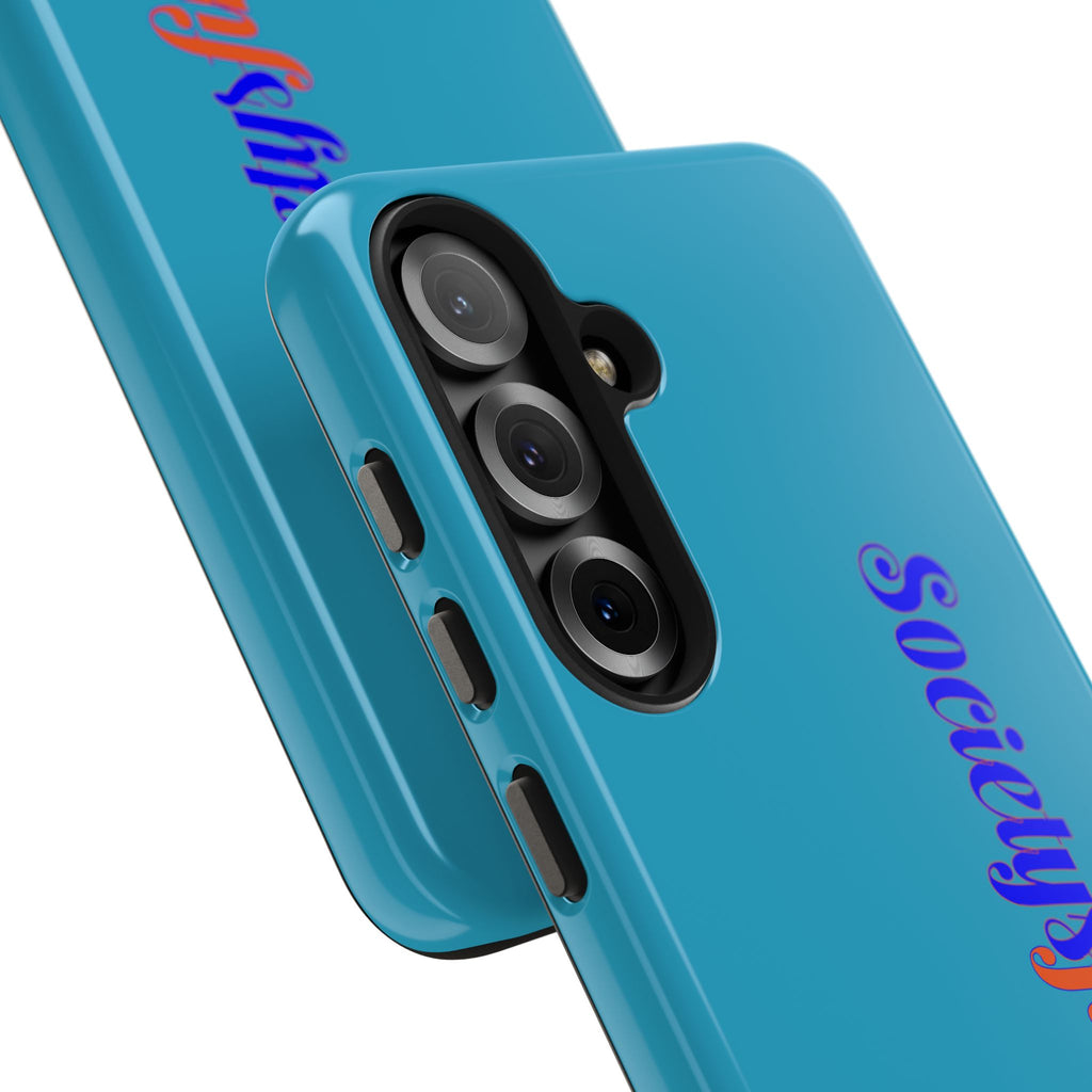 ‘Societys finest iam’ Blue Tough Phone Case — Glossy Protective Phone Cover