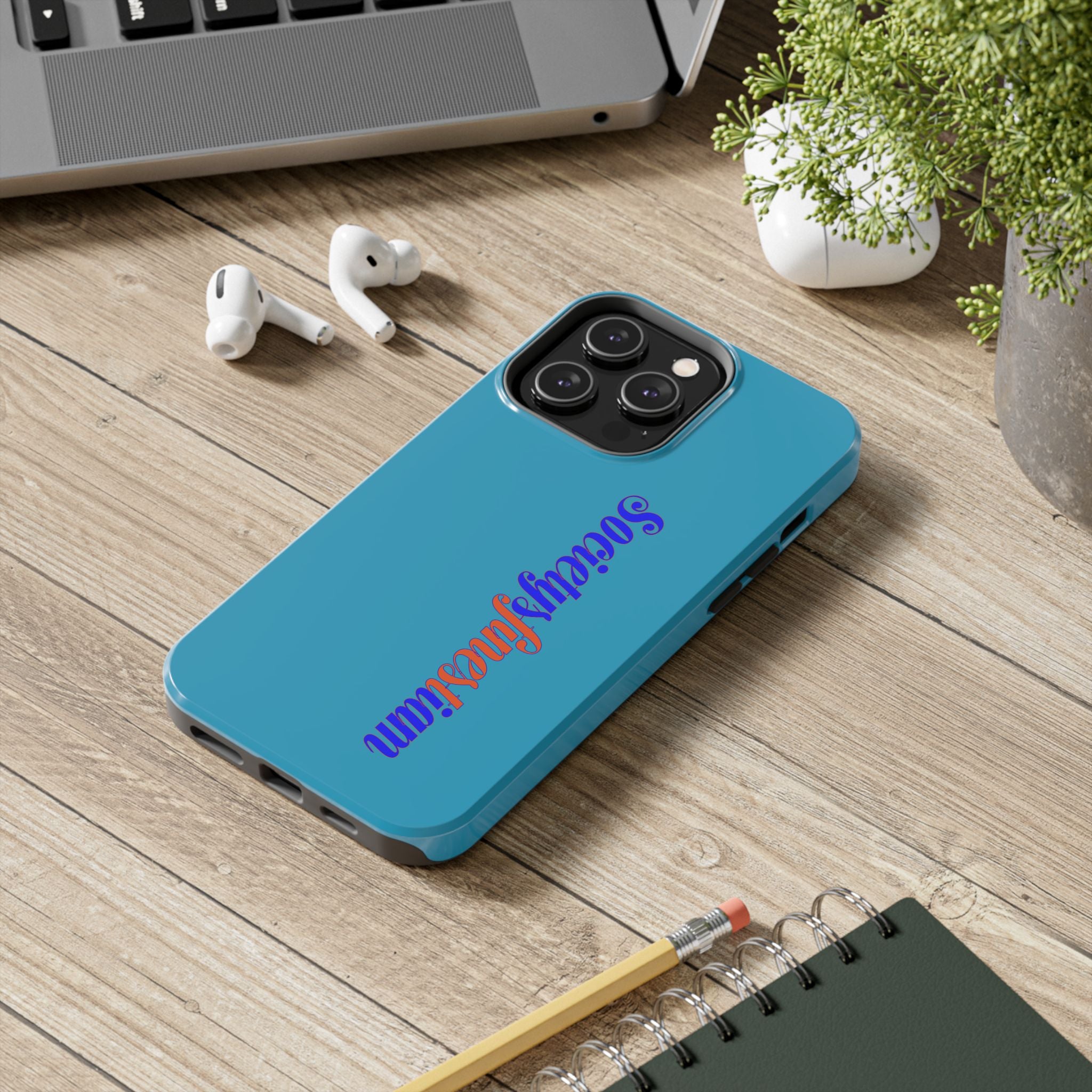 ‘Societys finest iam’ Blue Tough Phone Case — Glossy Protective Phone Cover