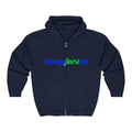 Society’s Finest Crew Zip Hoodie — Retro Blue & Green Script Full-Zip Sweatshirt