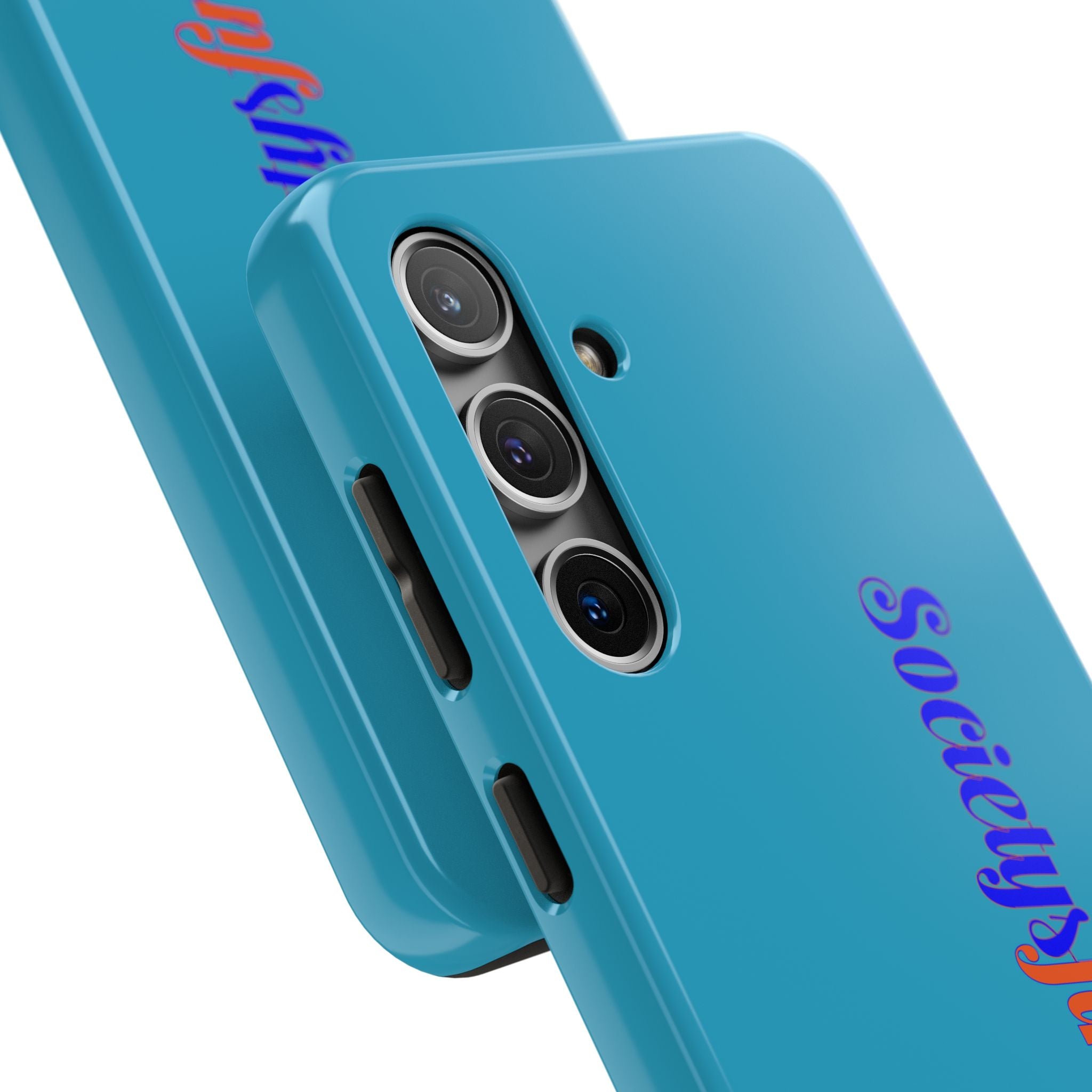 ‘Societys finest iam’ Blue Tough Phone Case — Glossy Protective Phone Cover
