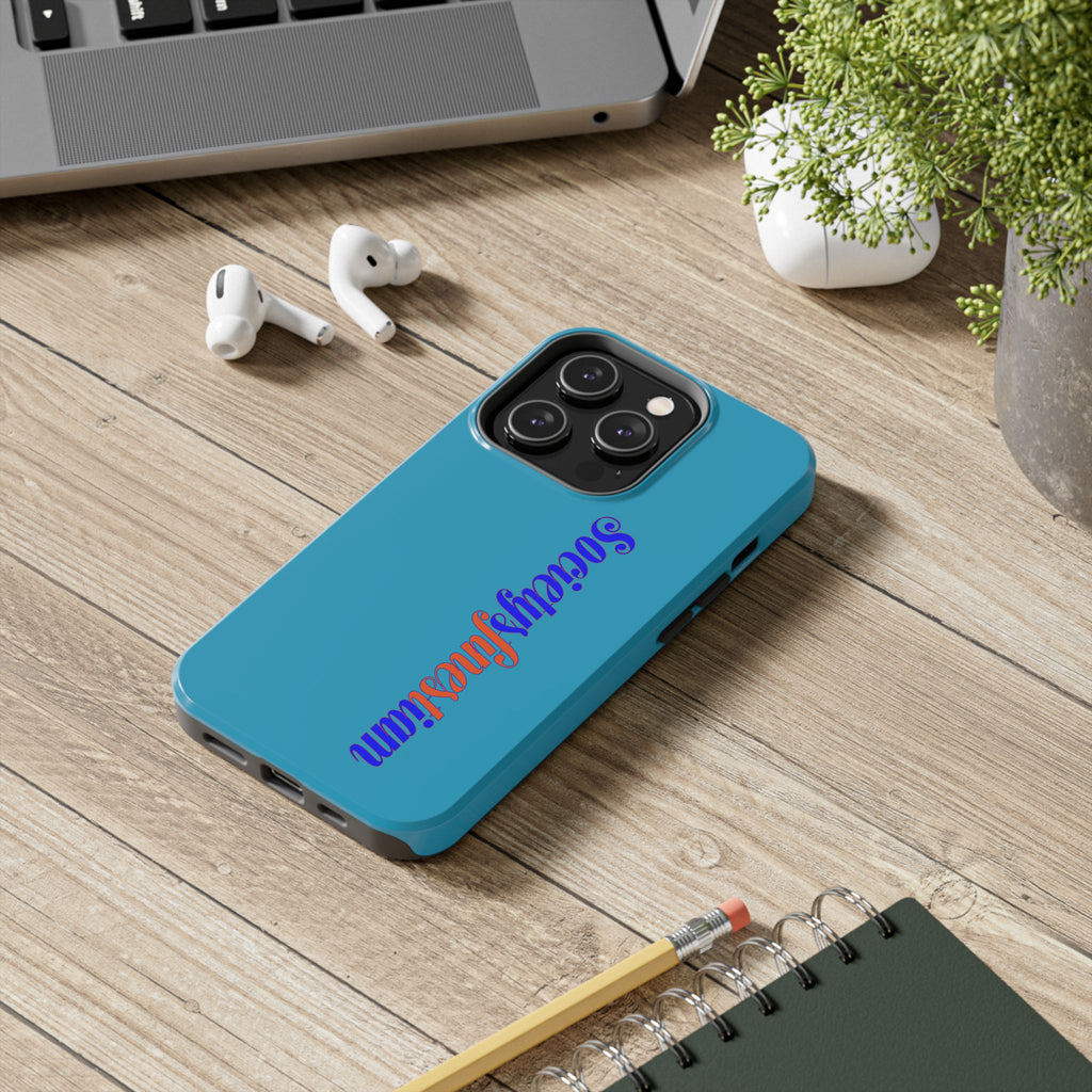 ‘Societys finest iam’ Blue Tough Phone Case — Glossy Protective Phone Cover