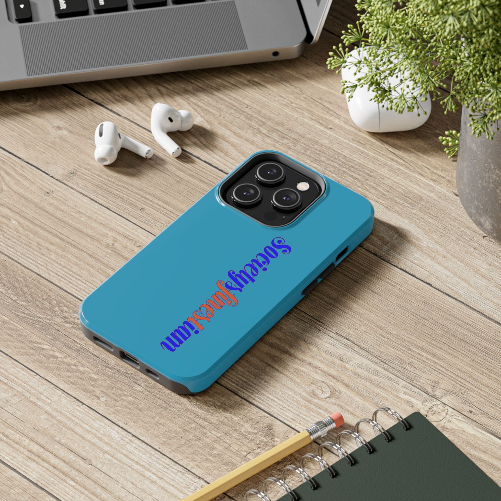 ‘Societys finest iam’ Blue Tough Phone Case — Glossy Protective Phone Cover