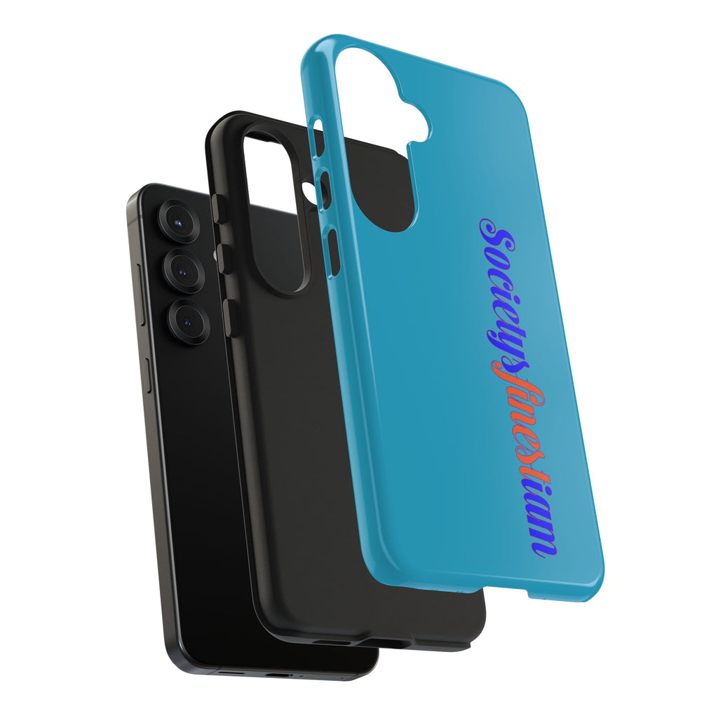 ‘Societys finest iam’ Blue Tough Phone Case — Glossy Protective Phone Cover