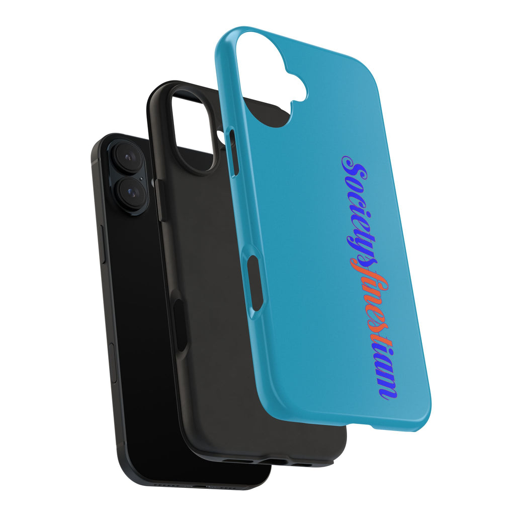 ‘Societys finest iam’ Blue Tough Phone Case — Glossy Protective Phone Cover