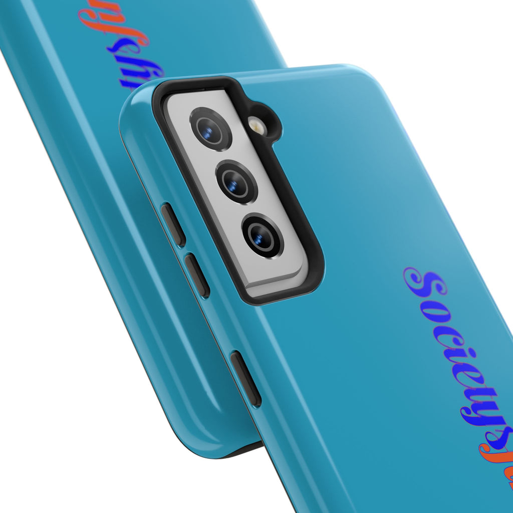 ‘Societys finest iam’ Blue Tough Phone Case — Glossy Protective Phone Cover