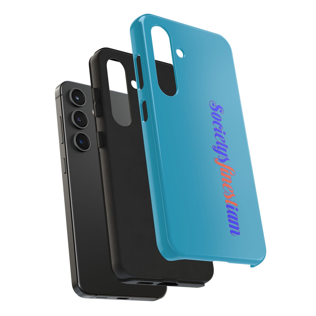 ‘Societys finest iam’ Blue Tough Phone Case — Glossy Protective Phone Cover