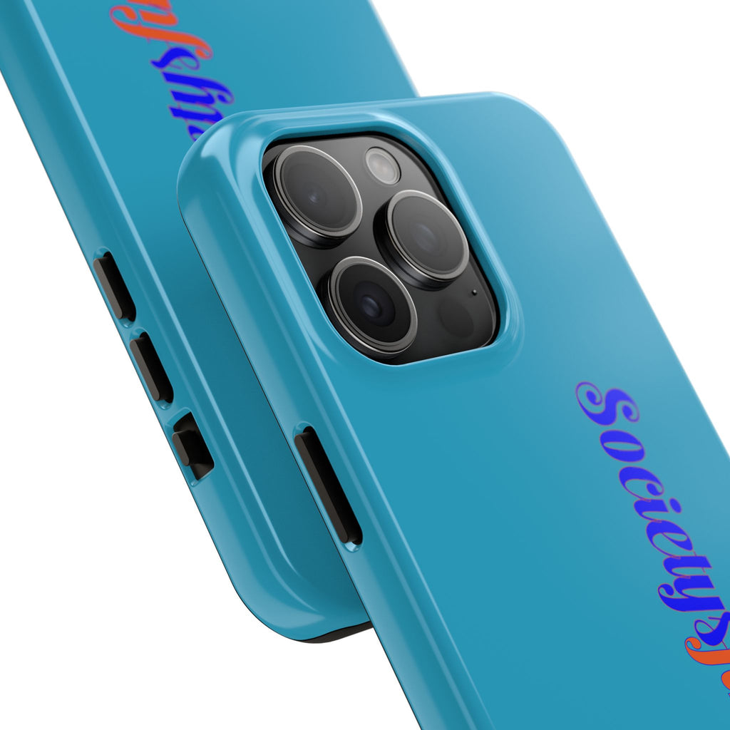 ‘Societys finest iam’ Blue Tough Phone Case — Glossy Protective Phone Cover