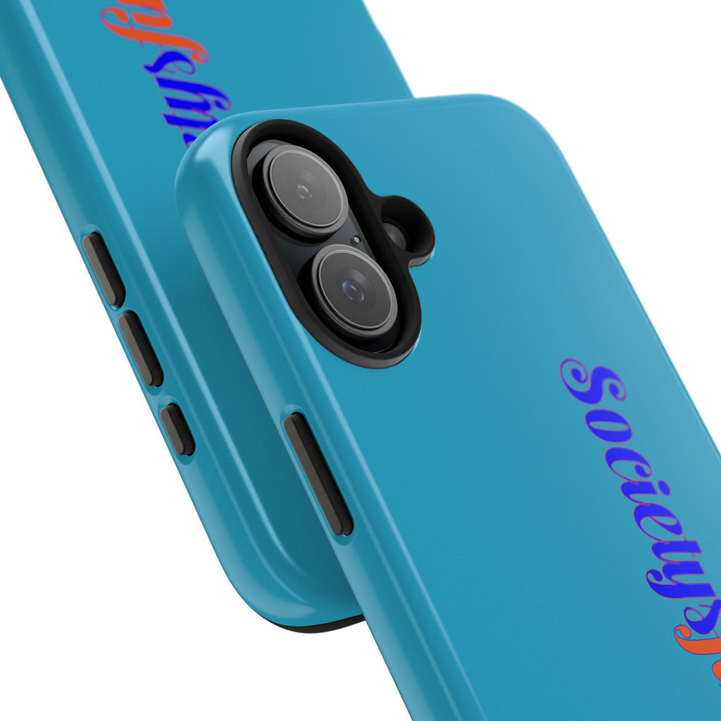 ‘Societys finest iam’ Blue Tough Phone Case — Glossy Protective Phone Cover
