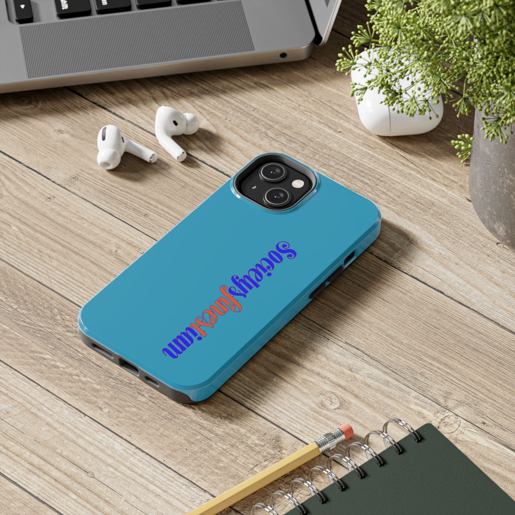 ‘Societys finest iam’ Blue Tough Phone Case — Glossy Protective Phone Cover