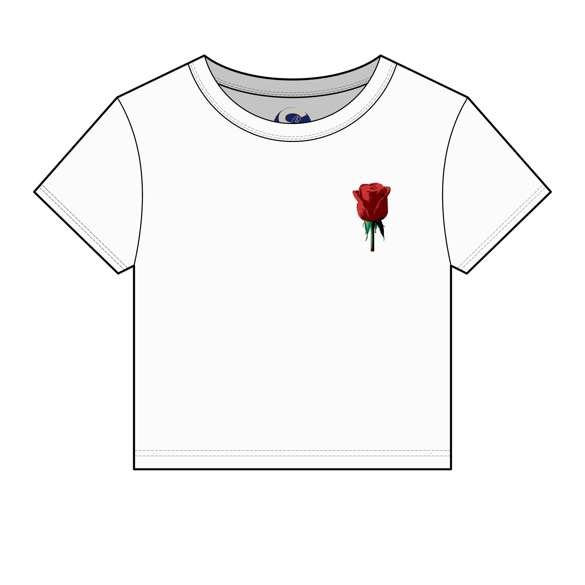 Women's Societys Finest I Am Red Rose — Cropped Micro Rib Floral Tee