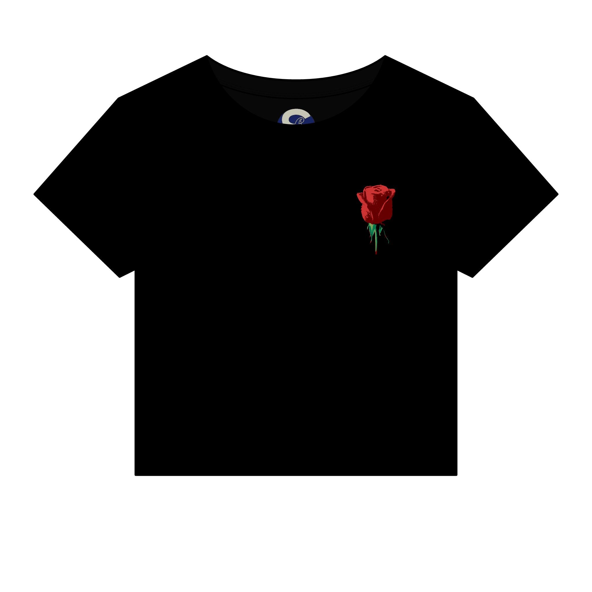Women's Societys Finest I Am Red Rose — Cropped Micro Rib Floral Tee