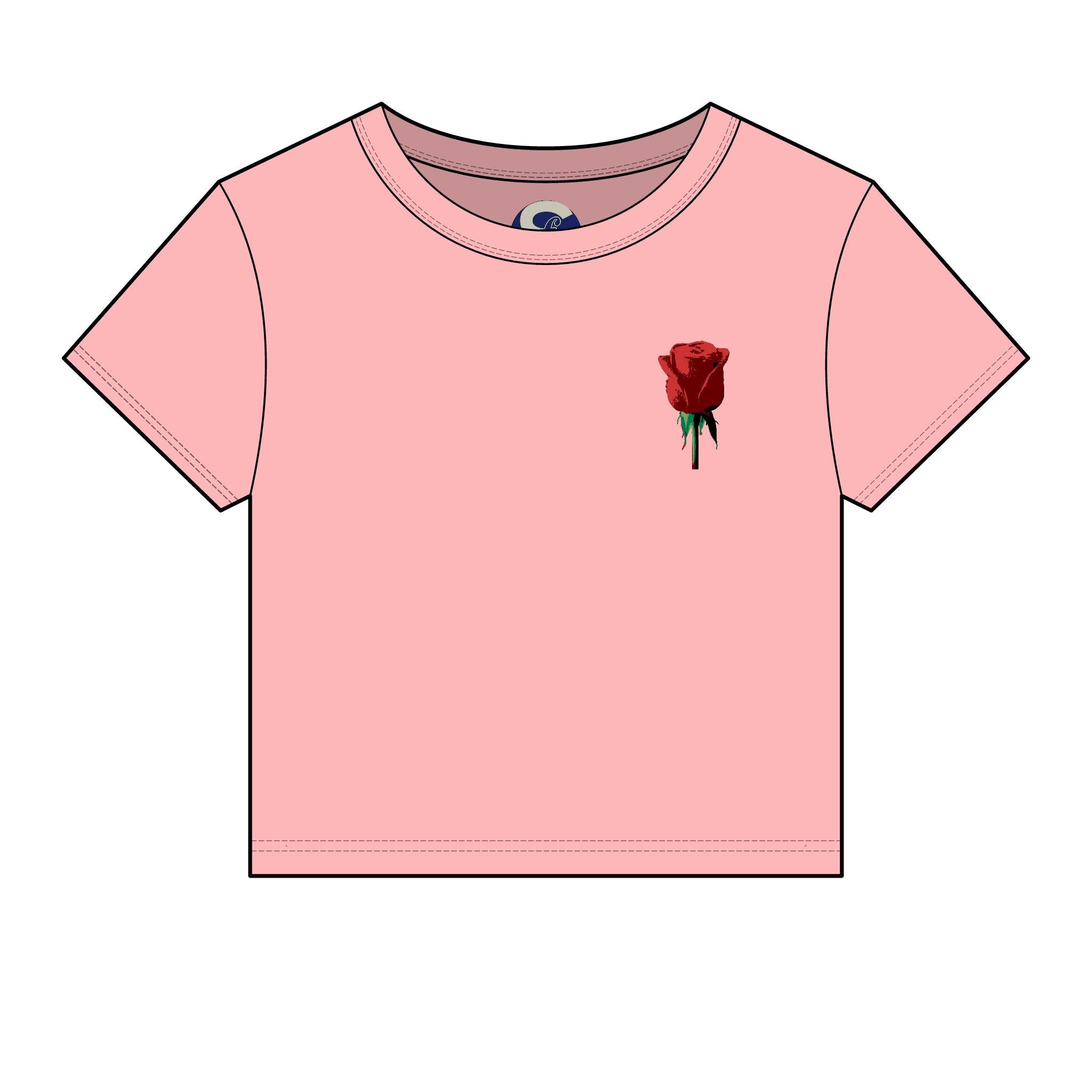 Women's Societys Finest I Am Red Rose — Cropped Micro Rib Floral Tee
