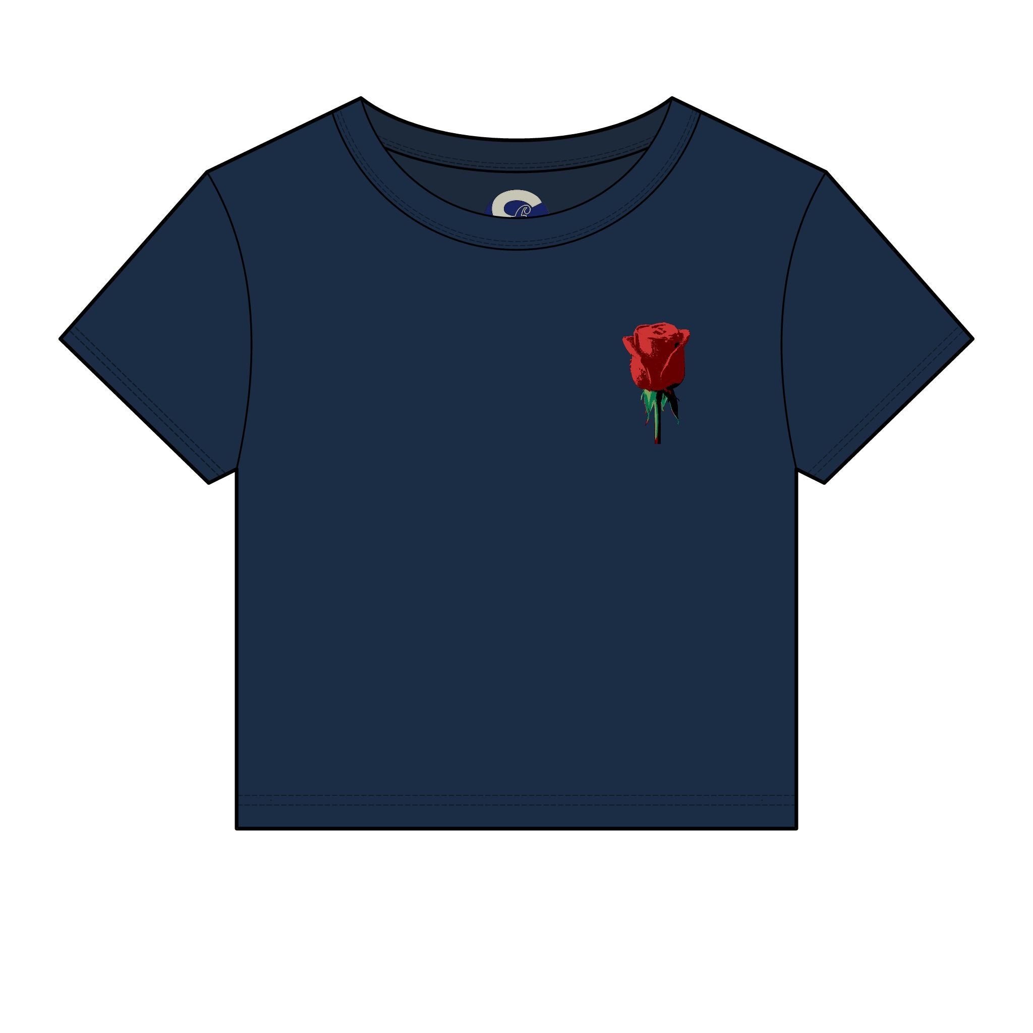 Women's Societys Finest I Am Red Rose — Cropped Micro Rib Floral Tee
