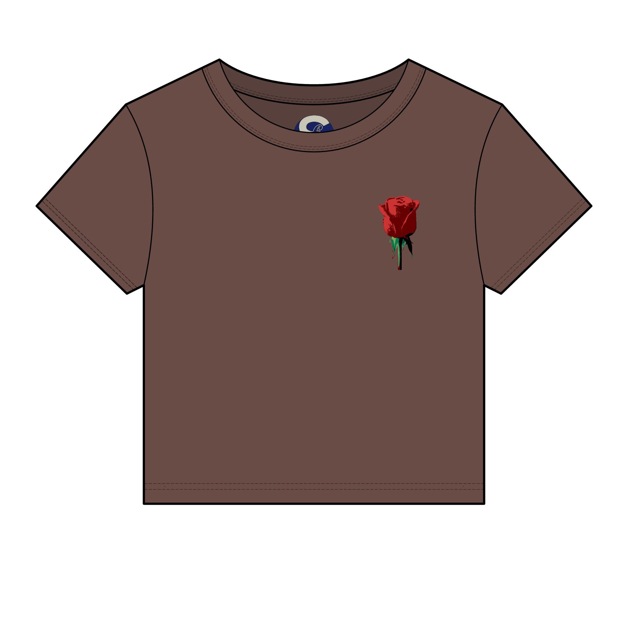 Women's Societys Finest I Am Red Rose — Cropped Micro Rib Floral Tee