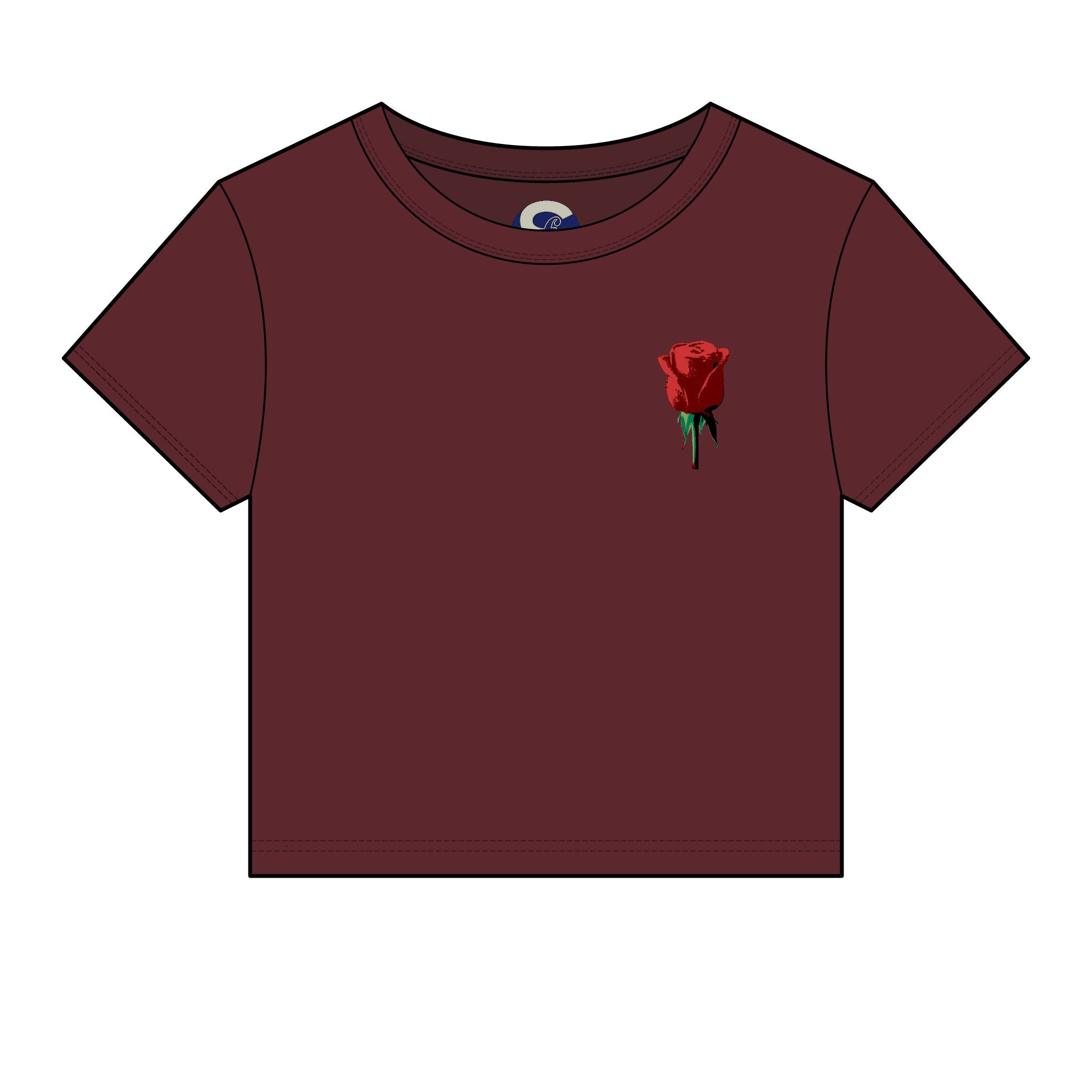 Women's Societys Finest I Am Red Rose — Cropped Micro Rib Floral Tee