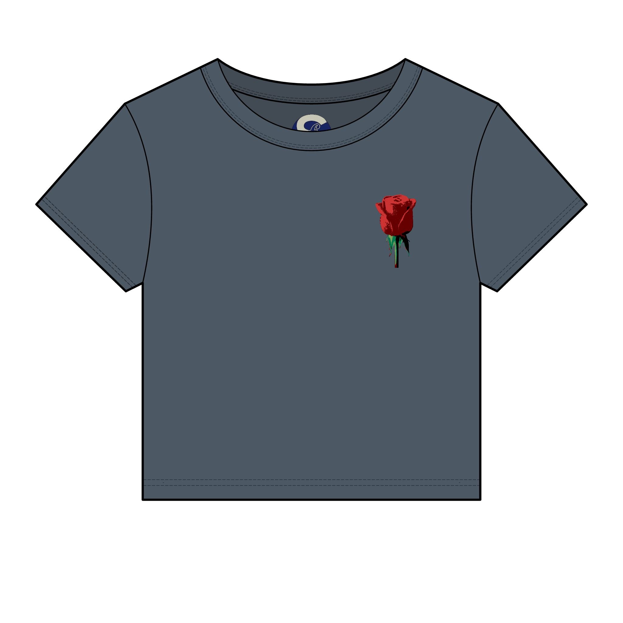 Women's Societys Finest I Am Red Rose — Cropped Micro Rib Floral Tee