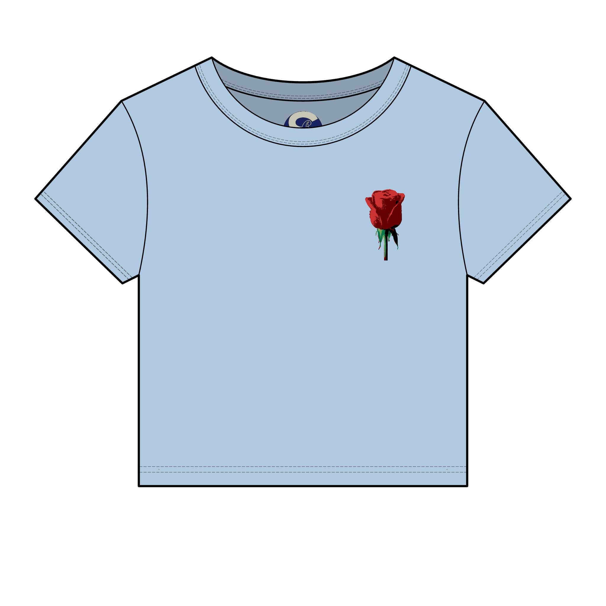 Women's Societys Finest I Am Red Rose — Cropped Micro Rib Floral Tee
